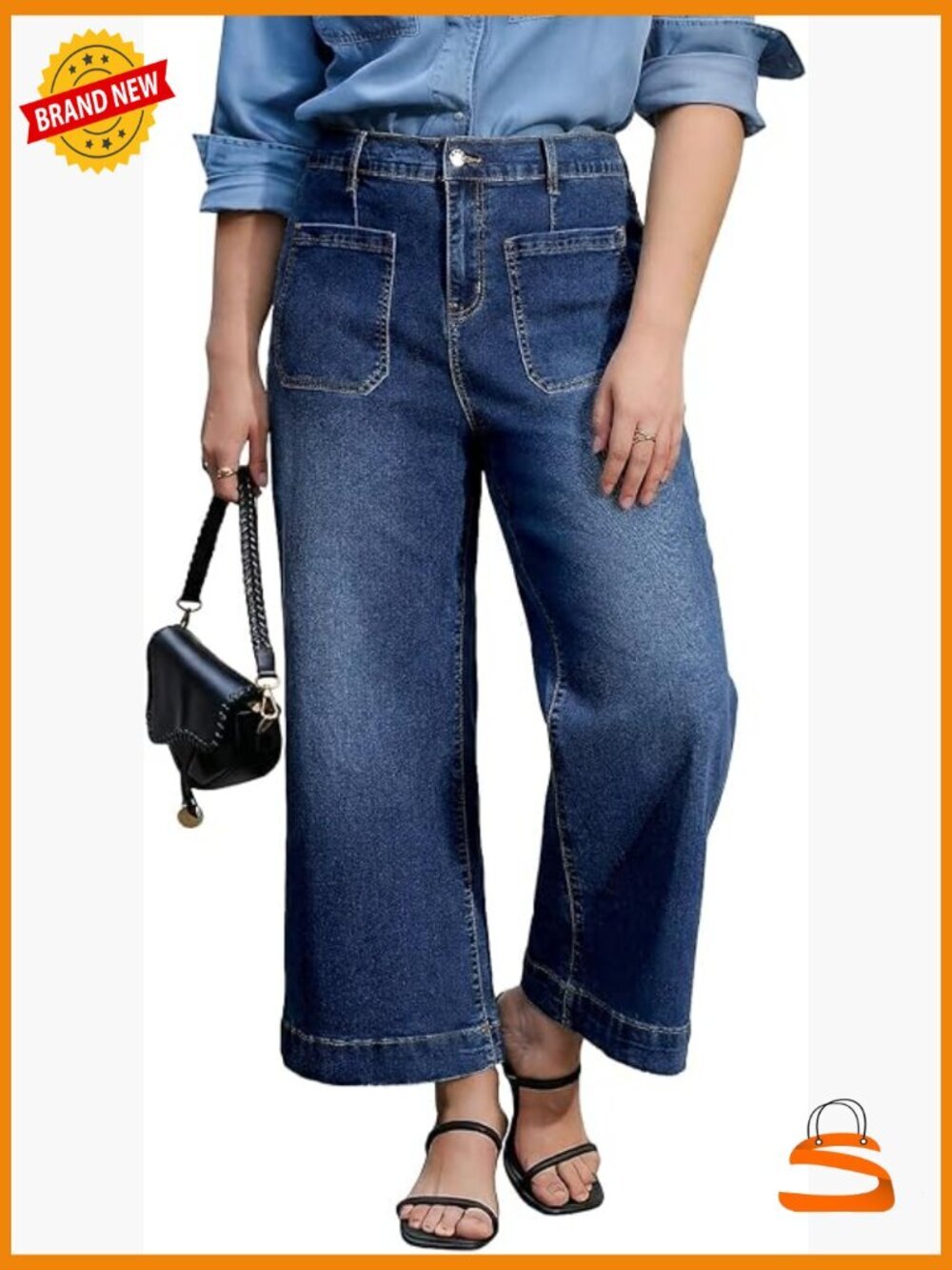 Plus Size High Waisted Wide Leg Stretchy Straight Jeans